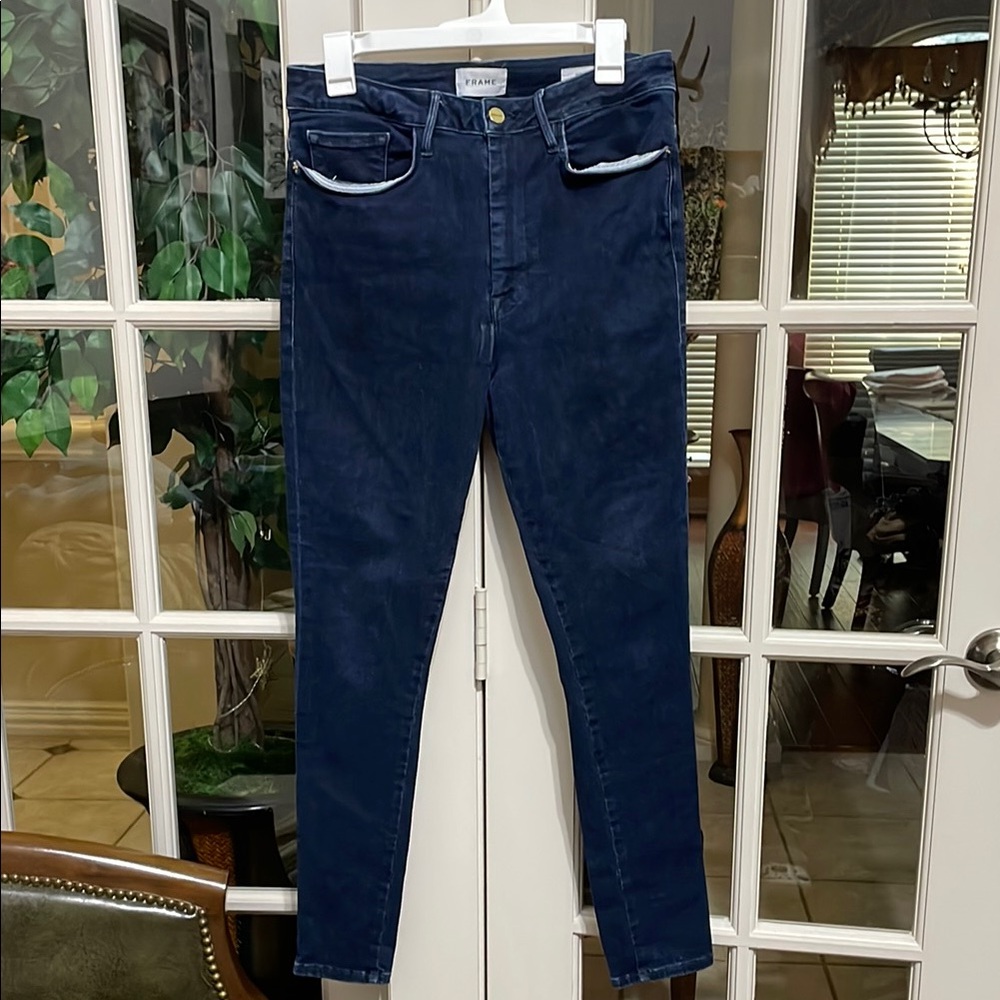 Frame Le One Skinny Deep Blue Denim Women's Size 2